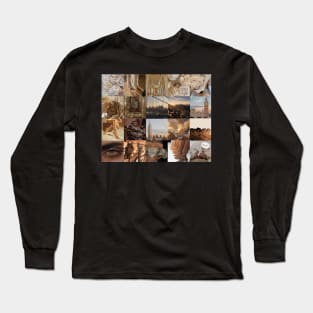 Aesthetic Gold/Brown Color Inspired Collage Long Sleeve T-Shirt